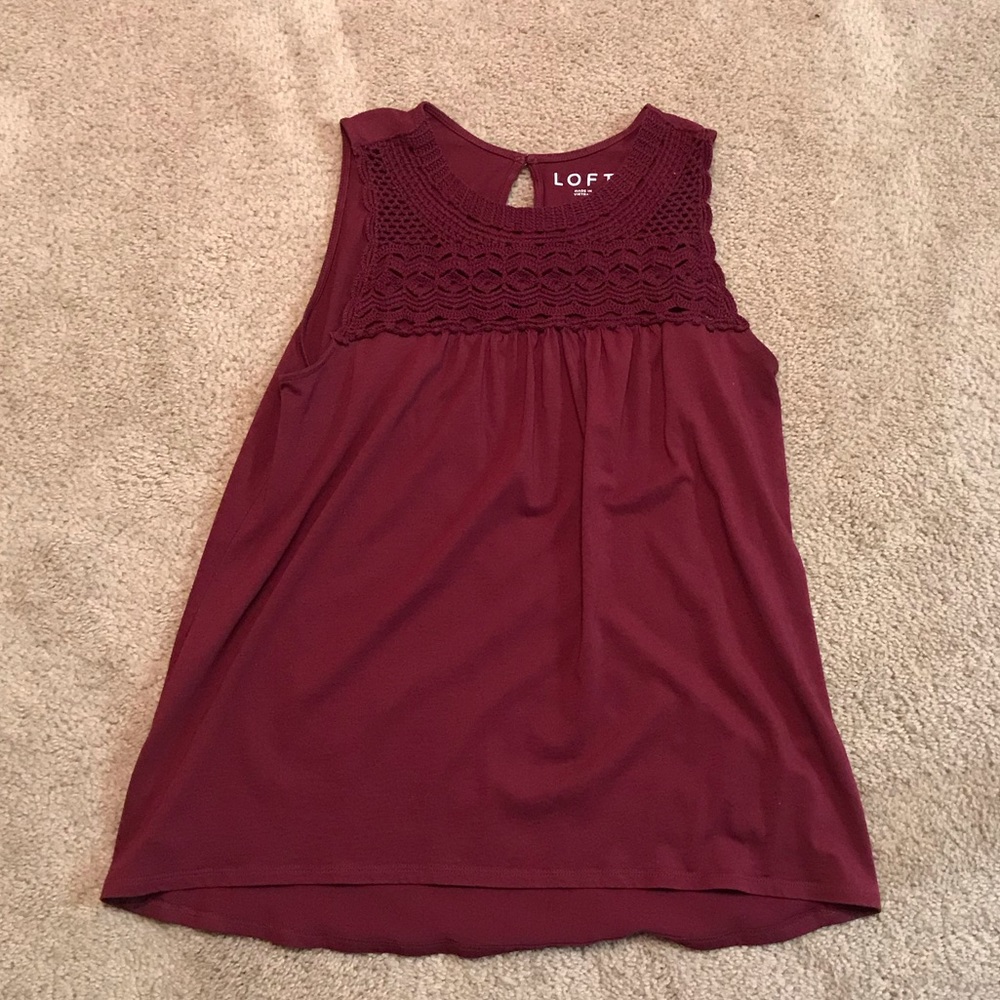 Loft crochet maroon tank top